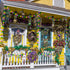 3 Pieces Pom Pom Garlands, Mardi Gras Decorations with Gold Purple Green Felt Ball Banners for Birthday Party