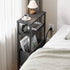 3 LET503BE Narrow Side Table with Charging Station, Slim End Table with Magazine Rack, Bedside Table for Small Spaces