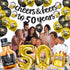 50th Birthday Decorations - Black Gold 50 Year Anniversary Supplies, Cheers To 50 Years Banner, Latex Balloon, Foil