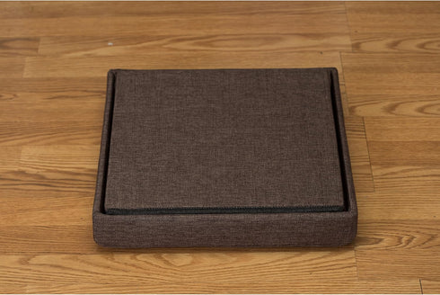 Simplify Faux Linen Folding Storage Ottoman | Single | Collapsible | Tufted Padded Seating | Foot Rest | Bench |