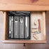 LIANYU Silverware Utensil Drawer Organizer - 5 Compartments Steel Mesh Tray with Foam Feet, Black
