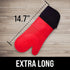 HOMWE Extra Long Professional Silicone Oven Mitt, Heat Resistant, Red, 1 Pair, 14.7 Inch
