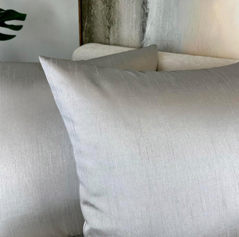 Aiking Home Collection 24x24 Inches Faux Silk Square Shams (Set of 2; Zipper Closure; Silver)