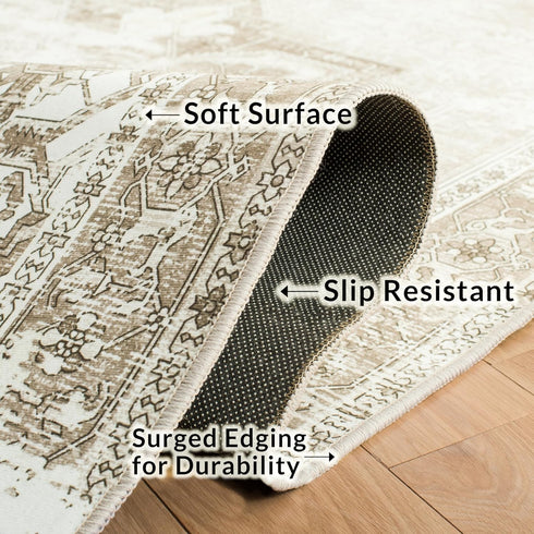 3' (TSN102W) SAFAVIEH Washable Rug Tucson Collection - Square, Sage & Ivory, Slip Resistant & Easy to Clean, Ideal