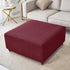 ANWUCHEN Stretch Knitted Jacquard Ottoman Cover - Soft Slipcover for Square Storage Ottoman - Thick Foot Stool Cover