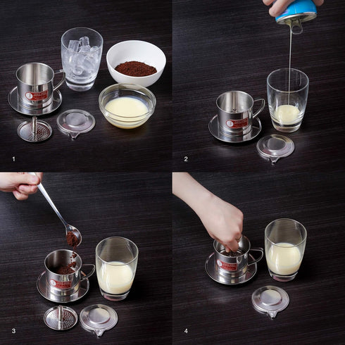 Vietnamese Coffee Filter Maker Press - Screw Down Phin, Authentic Made in Vietnam, Medium (8 oz)