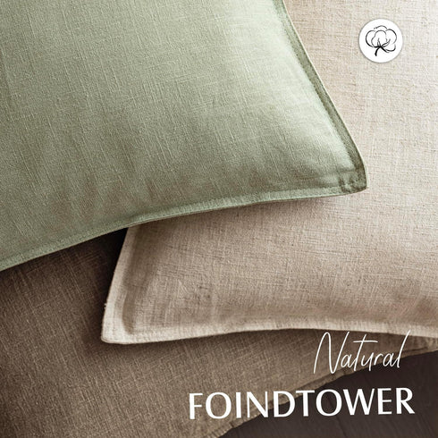 Pack 2, 16 16 Inch Foindtower of Decorative Linen Solid Throw Pillow Covers Soft Accent Cushion Case Boho Farmhouse