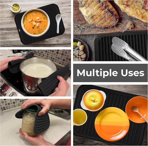 Silicone Trivets for Hot Pots and Pans, 2 Pack Heat Resistant Mats, 9 x 12 inch Kitchen Pot Holders by Linda's