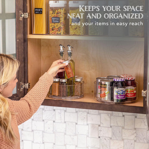 Oizeir (2-Pack) 360 Counter Lazy Susan Turntable - Clear Acrylic, Rotates Degrees, Easily Organize Your Fridge, Cabinet