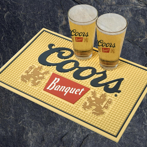 Coors Banquet Bar Mat, 18x12 inches Non-Slip Rubber Backing for Countertop Home Bar, Coffee Maker, Pet Bowl