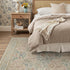 5x7 GENIMO Washable Area Rug, Non-Slip Vintage Boho Floral Carpet, Soft Low-Pile Thin Bedroom Rug for Living Room