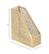 Deco 79 Metal Geometric Magazine Holder, Single Slot with Laser Carved Design, Gold