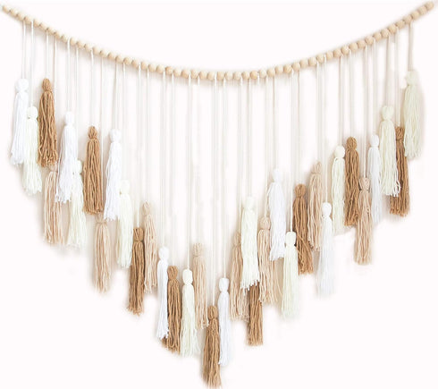 Decocove Large Macrame Wall Hanging with Wood Beads - Bohemian Wall Decor