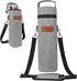 opux Single Bottle Wine Bag Carrier Tote, Insulated Cooler Bag for Travel, Picnic, Beach, Heather Light Gray