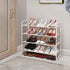 4 Simple Trending Tier Stackable Shoe Rack, Expandable & Adjustable Fabric Shoe Shelf Storage Organizer, White