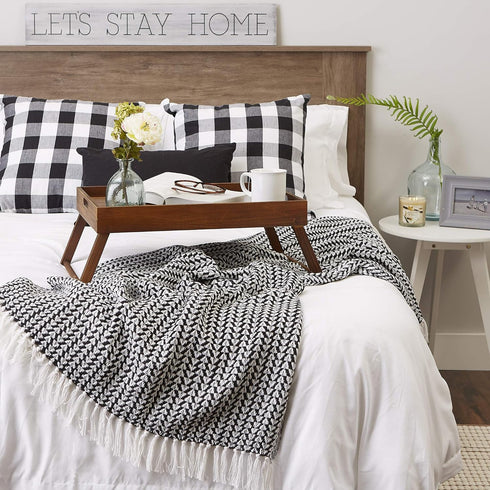 DII Arrowhead Woven Throw - 50x60 with 3" Fringe, Black, 1 Piece