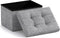 Ornavo Home Small Storage Ottoman Foldable Collapsible Rectangle Linen Ottoman Foot Rest