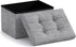 Ornavo Home Small Storage Ottoman Foldable Collapsible Rectangle Linen Ottoman Foot Rest