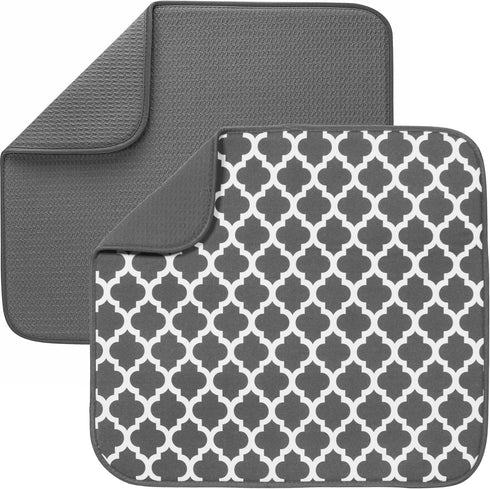 S&T INC. Dish Drying Mat 2 Pack, 16” x 18”, Absorbent Microfiber Kitchen Counter Mat