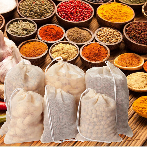 24 Pieces Reusable Spice Bags for Cooking, Cheesecloth Bags for Straining, Empty Tea Bags, Drawstring Muslin Bags (3 x