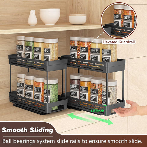 DABIGE 3 Packs Need:12'' Highx11'' Deepx5'' 10 2 Pull Out Spice Rack Organizer for Cabinet, Slide Out Spice Racks