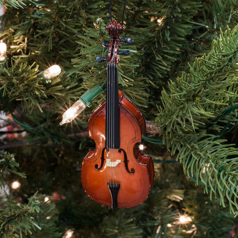 Broadway Gifts 5.1" Brown Wood Upright Bass Ornament Decoration