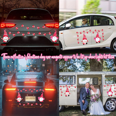 29PCS Valentines Day Car Refrigerator Decorations - Reflective Valentine Gnome Heart Magnets Decor Party Ornaments