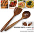 FJNATINH Wooden Wok Spatula Ladle Tool Set, 14-inch Long Handle Teak Spatula