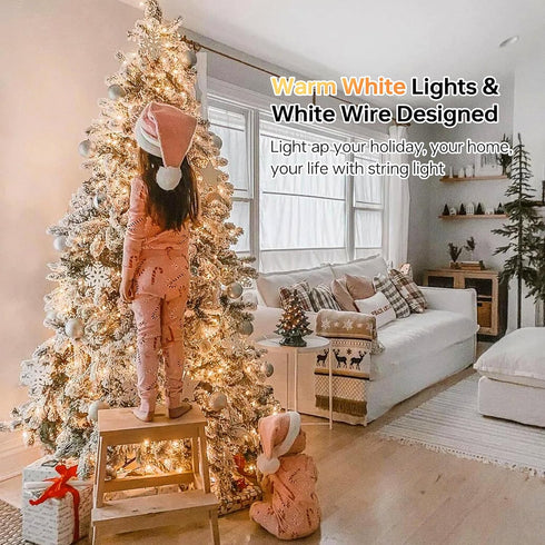 oopswow 100 Count Wire,23Feet Clear Christmas Lights White Incandescent Clear Mini Lights, Connectable Indoor Outdoor