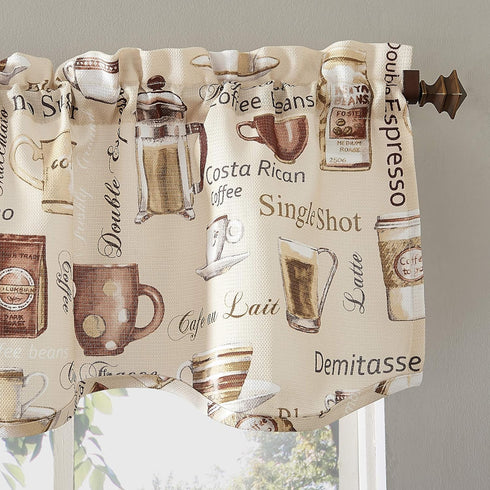 No. 918 Bristol Coffee Shop Semi-Sheer Rod Pocket Kitchen Curtain Valance and Tiers Set, 54" x 24", Ivory Off-White