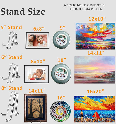 AMT 2 Pack 5 Inch Acrylic Plate Stands for Display, Holder Stand + Frame for Picture, Decorative Plate, Book