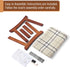 Bamboo Footrest Ottoman with Beige Striped Cushion and Brown Legs - Small Size