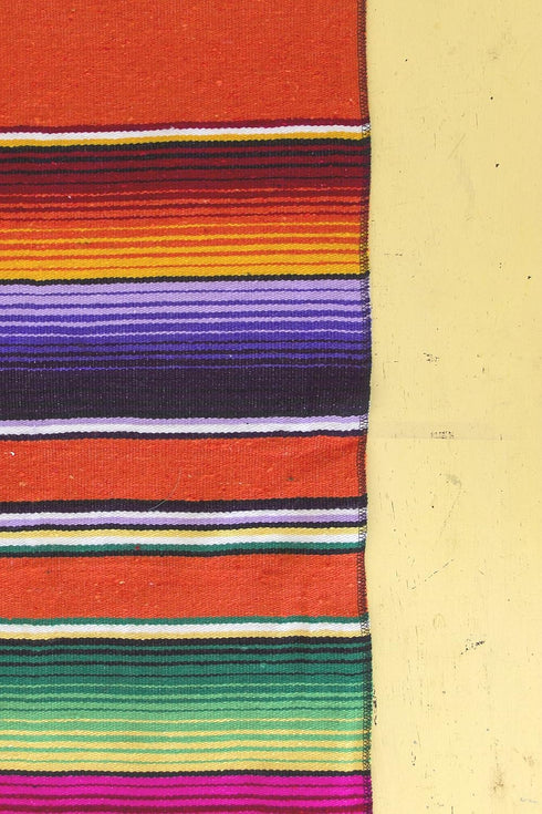 Vibrant Orange Mexican Serape Table Runner Blanket