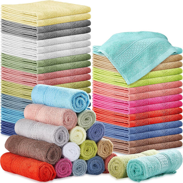 Tudomro 52 Pack Wash Cloths Bulk 13" x 13" Cotton Washcloths for