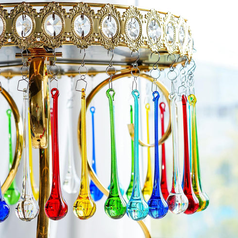 6pcs 5.9inch H&D Mix Color Large Crystal Raindrop Chandelier Prisms Hanging Drops Pendants DIY Parts