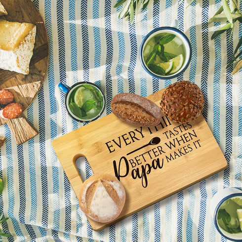 Papa Gifts, Gift For Papa, Everything Tastes Better When Papa Makes It Grandpa Gift Bamboo Cutting Board Kitchen Decor, Papas Grandpa Gifts For Papa Grandpa Birthday Christmas Father's Day