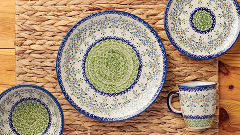 Blue Rose Polish Pottery Summer Vine Dessert Plate