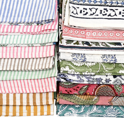 Set 12-16 x28 100% Ridhi Mix Hand Block Print Cotton Kitchen Towel of Ultra Absorbent Quick Dry Cotton Dish Towels