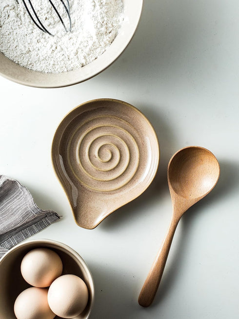 Spoon Holder, Porcelain Cooking Spoon Rest for Stove Top, Large Utensil Rest for Kitchen Counter