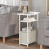 sthmec 3 Narrow Side Table with Charging Station, Small End Table for Small Spaces, Skinny Nightstands with Storage