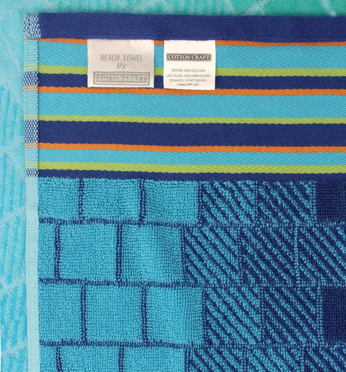 2 Pack 35x84 7 100% COTTON CRAFT Oversized Beach Towels - XXL - The Big Kahuna Foot Extra Large Beach Blanket Towel
