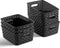 Set of 6 Small Plastic Storage Baskets - Household Organizer Basket Bins with Cutout Handles
