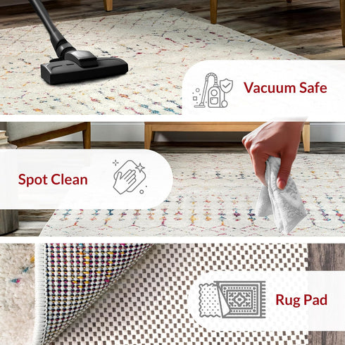 2x6 nuLOOM Moroccan Blythe Area Rug, Light Multicolor, Faded Bohemian Design, Stain Resistant, For Bedroom, Dining