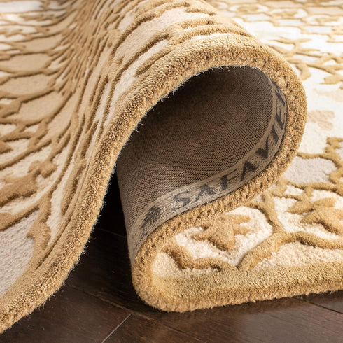 SAFAVIEH Bellagio Collection Accent Rug, 2' x 3', Handmade Medallion Wool, Ivory & Dark Beige