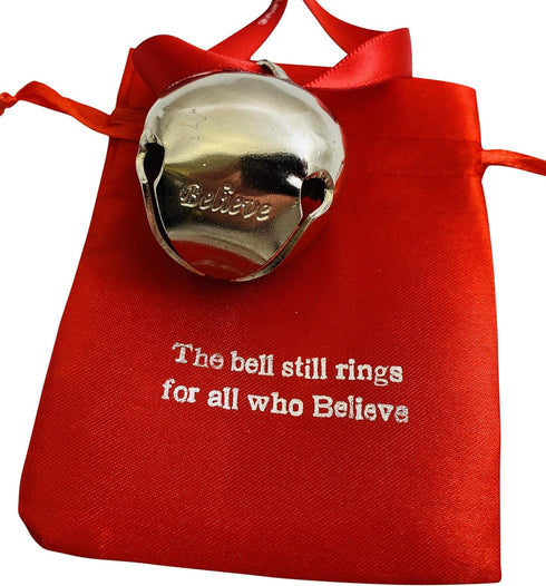 Westmon Works Believe Bell Ornament in Grey for Christmas Tree with Ribbon and Bag