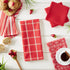 DII Assorted Woven Kitchen Set, 5 Piece, Red, Dishtowel 18x28, Dishcloth 13x13