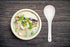 Kslong Pure White Ceramic Soup Ladle - Big Bone China Deep Porcelain Flatware, 9.4" x 3" Asian Soup Tureen Spoon