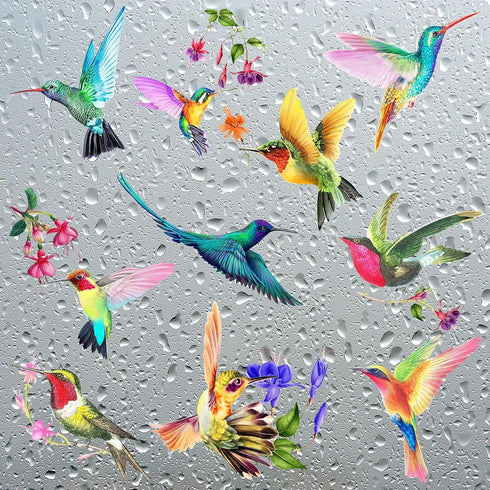 20 Pieces Large Hummingbird Window Decals, Anti-Collision Clings to Prevent Bird Strikes on Glass, Non-Adhesive Vinyl