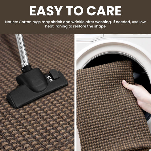 IOHOUZE Washable Runner Rug 2'x7', Rubber Backing for Hallways, Indoor Kitchen Rugs, Woven Cotton Floor Carpet (Brown)