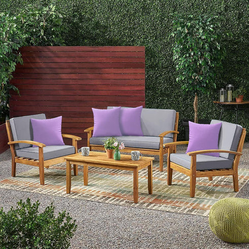 26X26 Set 2 VAKADO Outdoor Waterproof Throw Pillow Covers of Decorative Purple Patio Furniture Cushion Cases Outside
